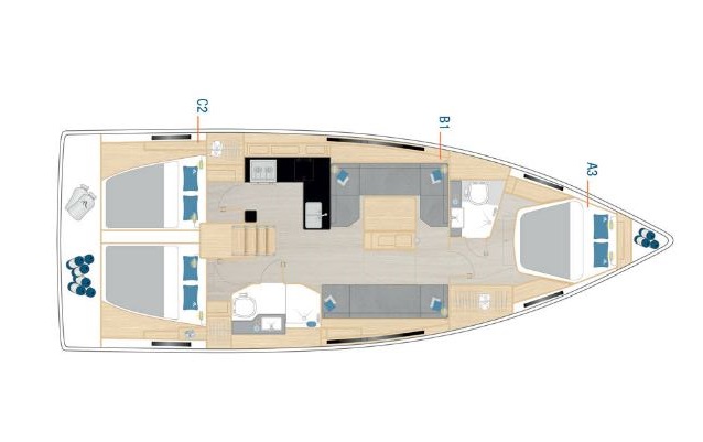 Rzut jachtu Hanse 410 Taja