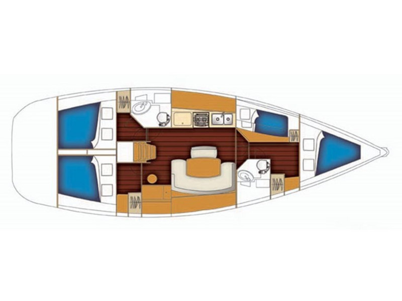 Rzut jachtu Cyclades 43.4 Orion II