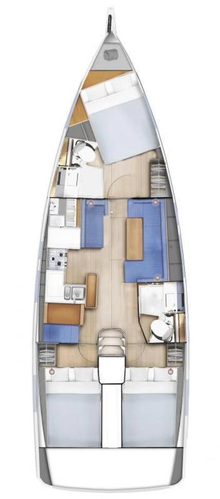 Rzut jachtu Sun Odyssey 410 Beauty