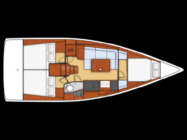 Rzut jachtu Oceanis 38 ADA