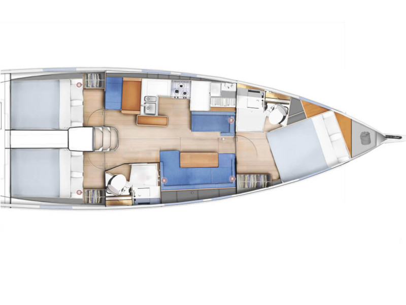 Rzut jachtu Sun Odyssey 410 Chimera