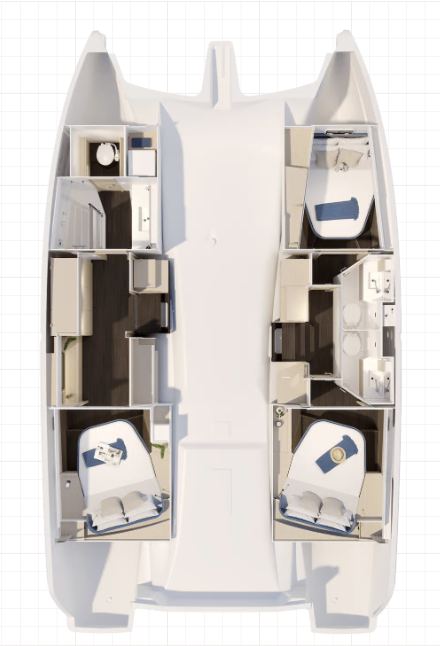 Rzut jachtu Fountaine Pajot FP 41 Maesto 3 Zefiro