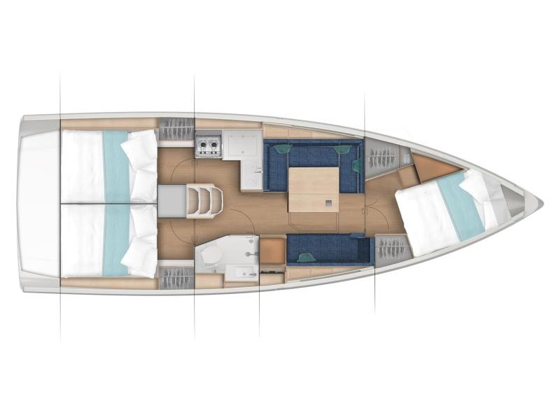 Rzut jachtu Sun Odyssey 380 Cotufa