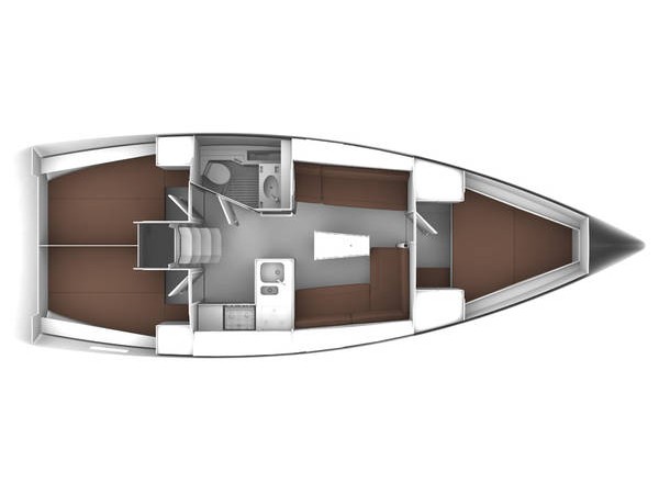 Rzut jachtu Bavaria Cruiser 37 S/Y Lydia