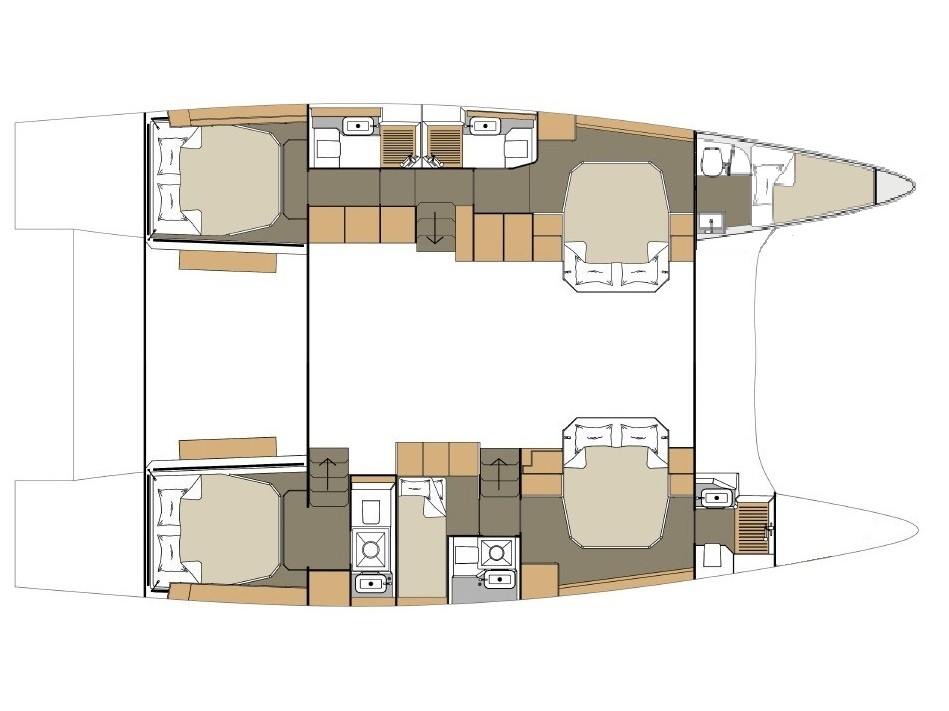 Rzut jachtu Dufour Catamaran 48 Catamarino