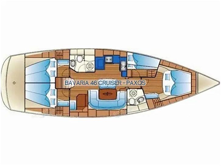 Rzut jachtu Bavaria 46 Cruiser Paxos