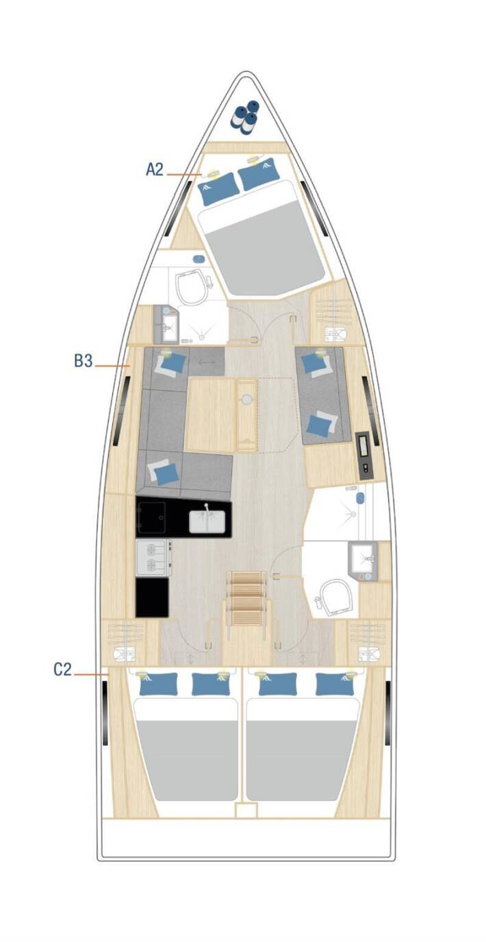 Rzut jachtu Hanse 360 Amelie
