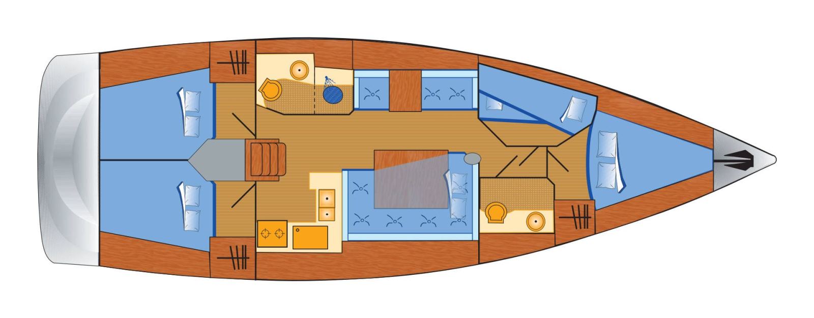 Rzut jachtu Sun Odyssey 439 Chuck