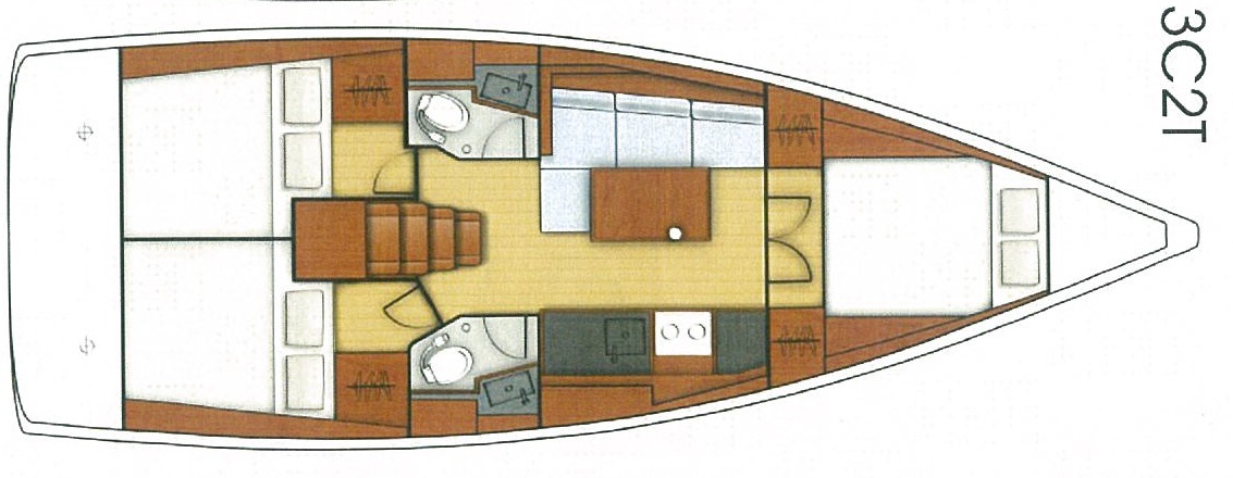 Rzut jachtu Oceanis 38.1 SIRINA "Sails 2025"