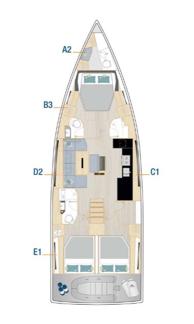 Rzut jachtu Hanse 510 El Hana