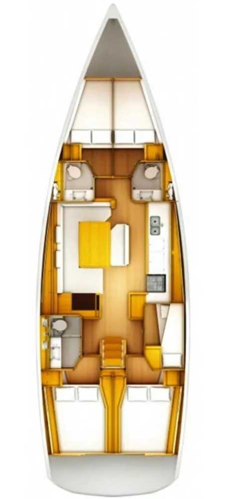 Rzut jachtu Sun Odyssey 519 Kalos