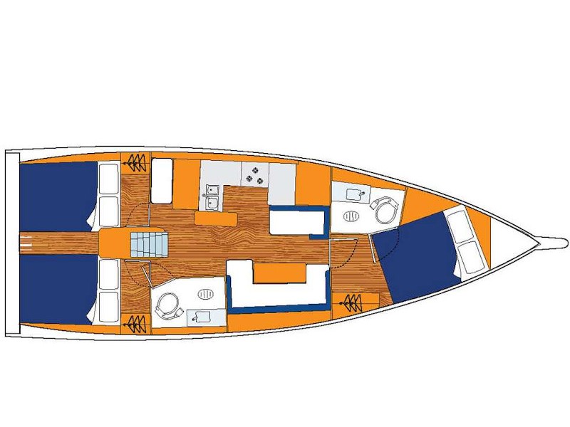 Rzut jachtu Sun Odyssey 410 Sunsail 410 Classic