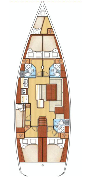 Rzut jachtu Sun Odyssey 509 Rock Point