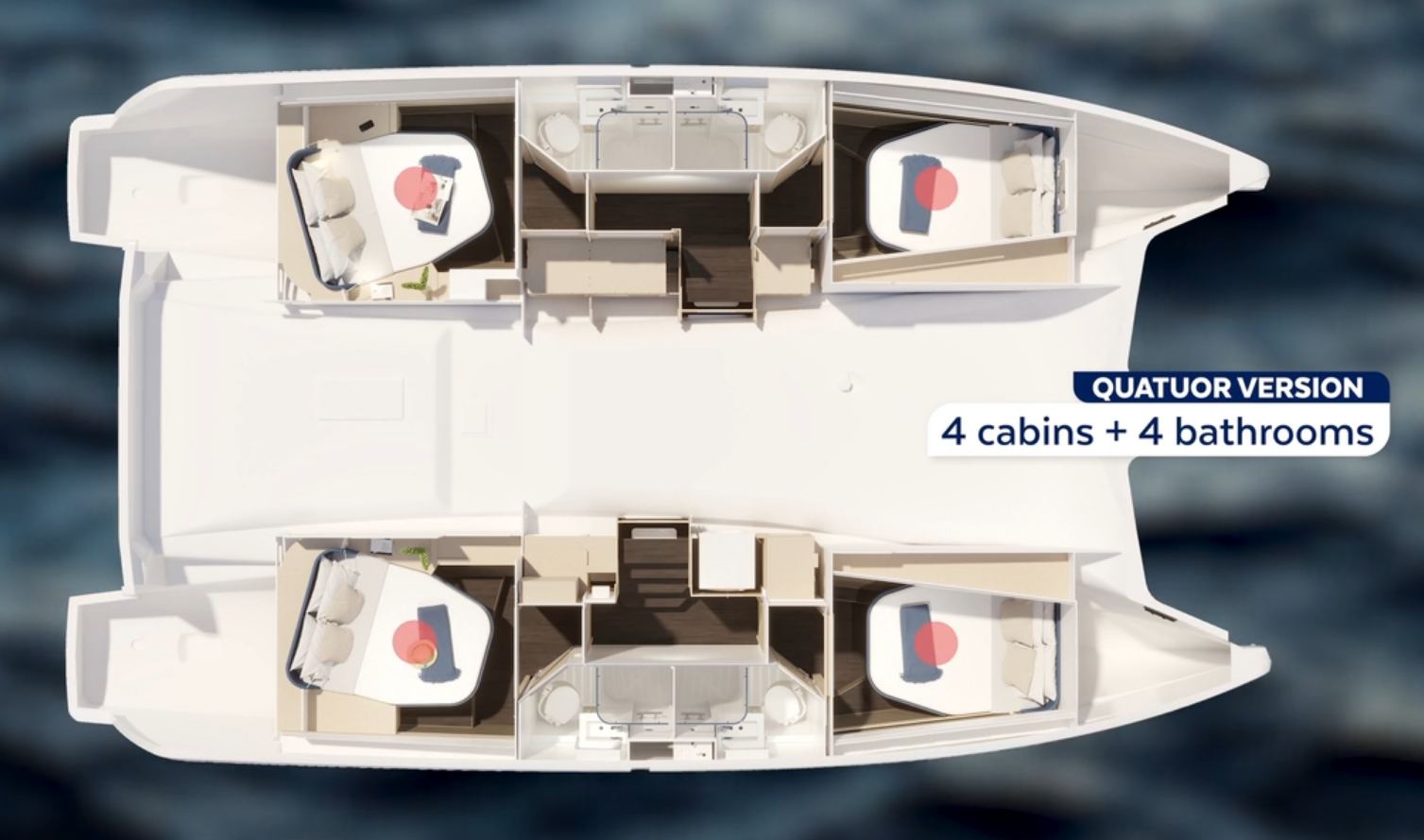 Rzut jachtu Fountaine Pajot FP 44 Quatuor Emma Rose