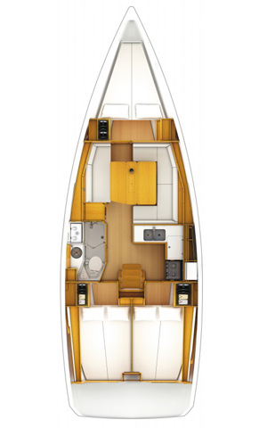 Rzut jachtu Sun Odyssey 379 talelli