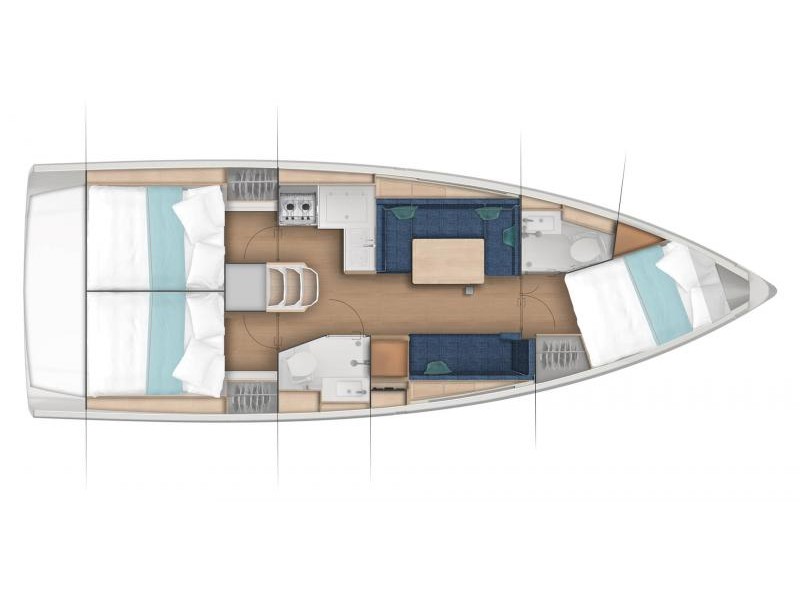 Rzut jachtu Sun Odyssey 380 DERMINICA