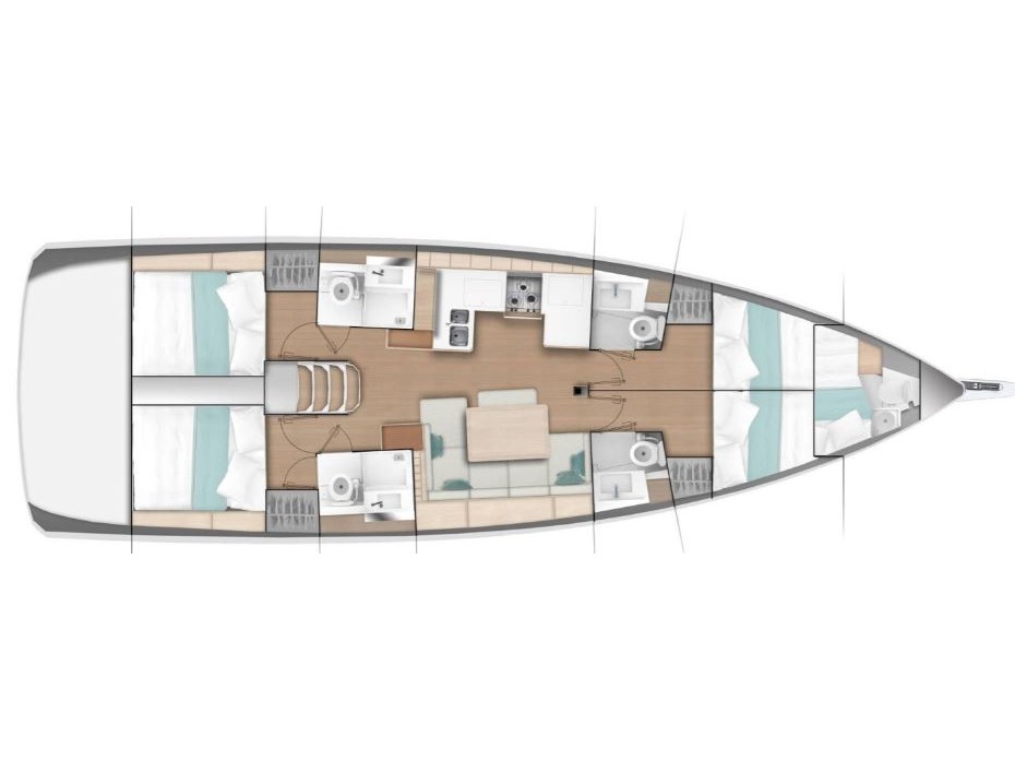 Rzut jachtu Sun Odyssey 490 Electra