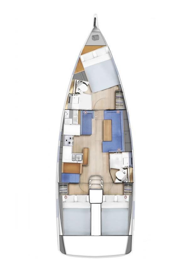 Rzut jachtu Sun Odyssey 410 Aris