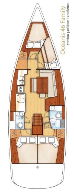 Rzut jachtu Oceanis 46 Sifnos 46.1