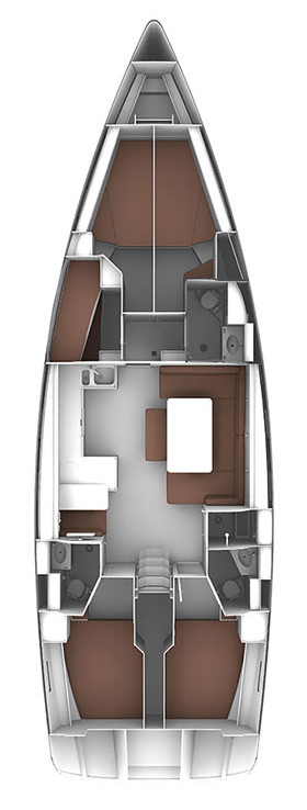 Rzut jachtu Bavaria Cruiser 51 Vela Tonka