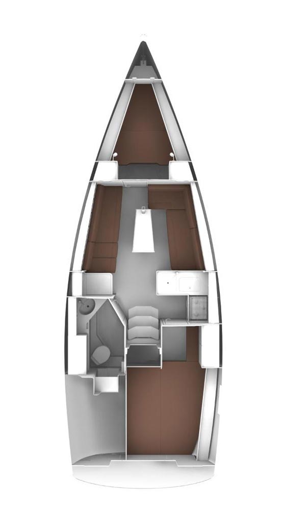 Rzut jachtu Bavaria Cruiser 34 Dory 2