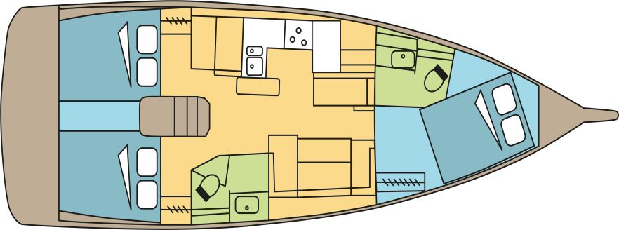 Rzut jachtu Sun Odyssey 410 MELITI