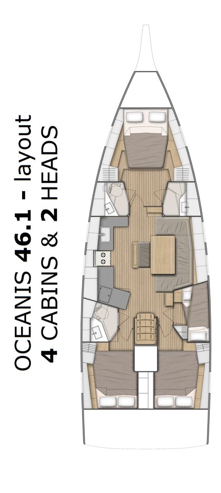 Rzut jachtu Oceanis 46.1 Nauti Buoy