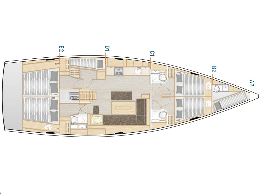 Rzut jachtu Hanse 508 HAMAM