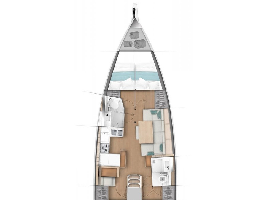 Rzut jachtu Sun Odyssey 440 Irini