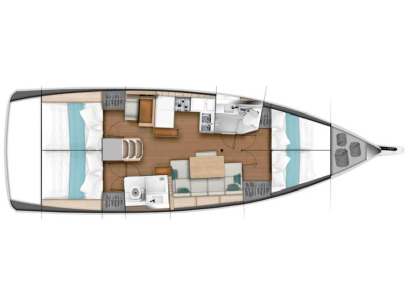 Rzut jachtu Sun Odyssey 440 Celine