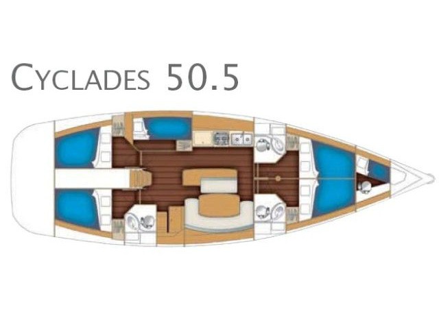 Rzut jachtu Cyclades 50.5 Manitu