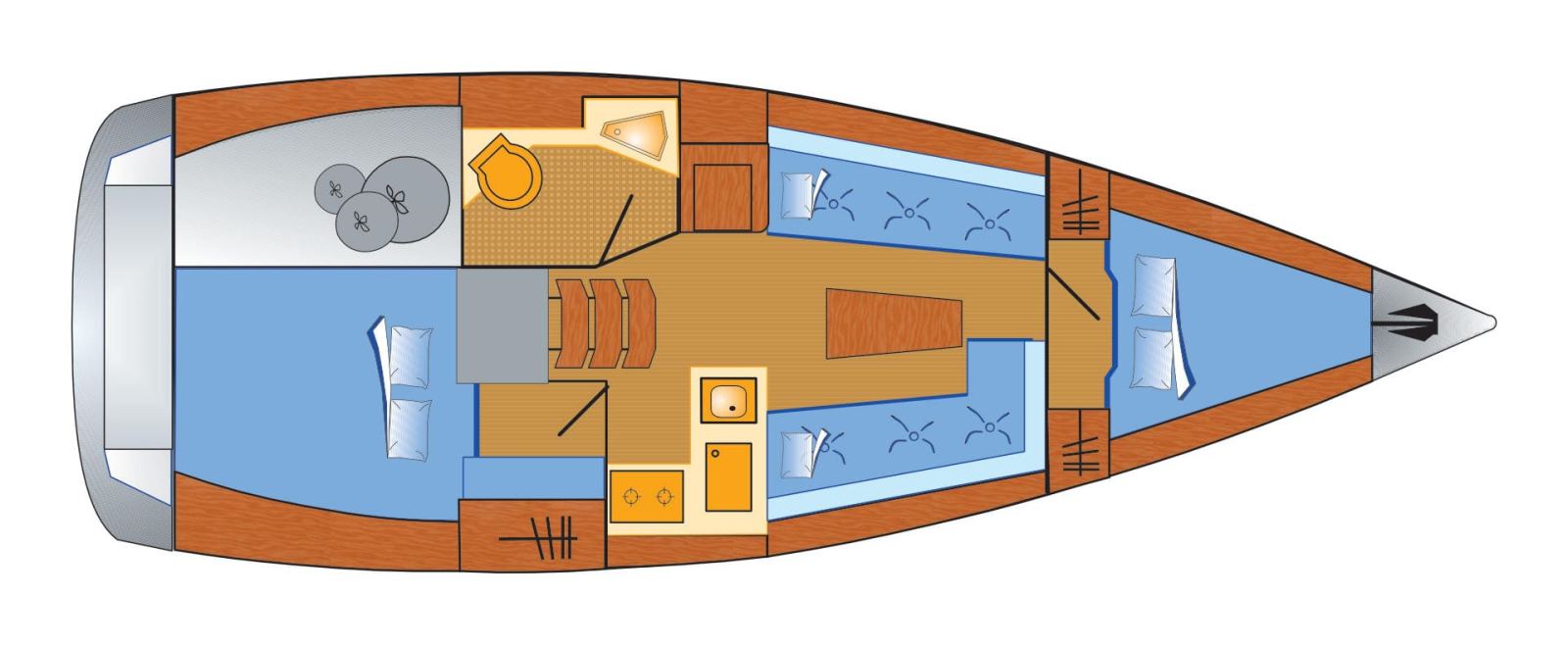 Rzut jachtu Bavaria Cruiser 34 Flow