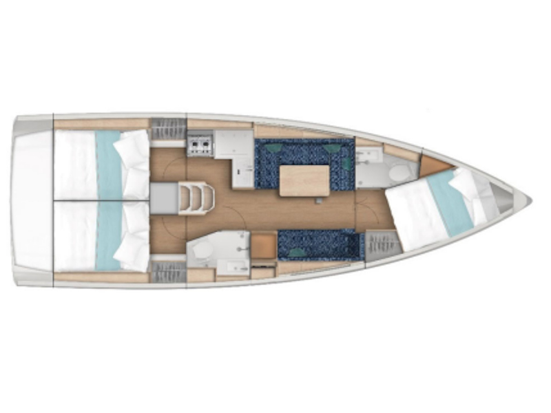 Rzut jachtu Sun Odyssey 380 Sunsail 38.0 Classic
