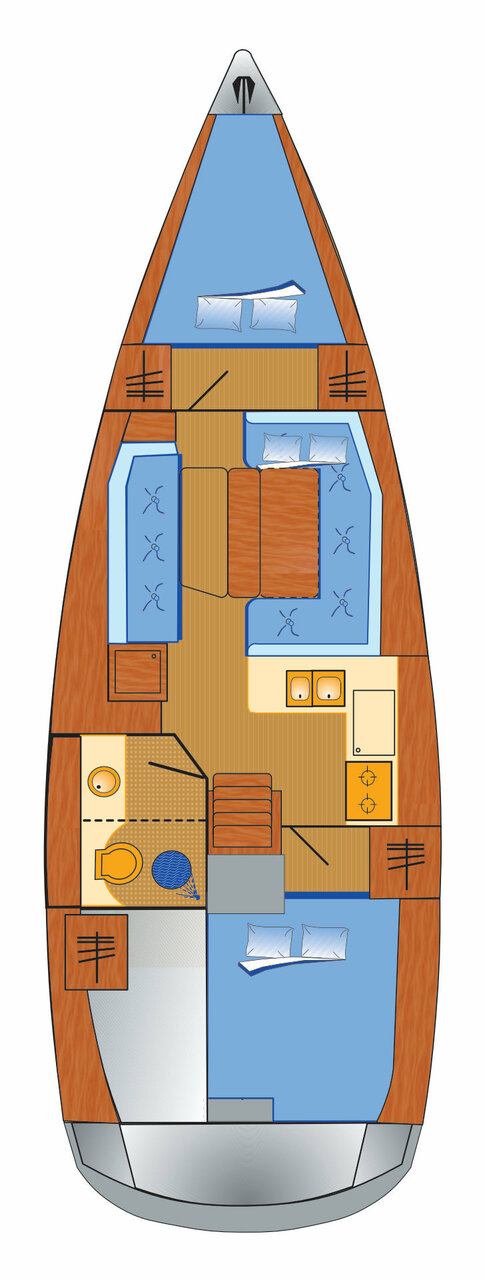 Rzut jachtu Sun Odyssey 389 Tara