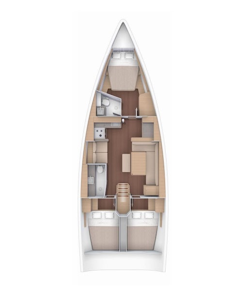 Rzut jachtu Dufour 430 NEXUS