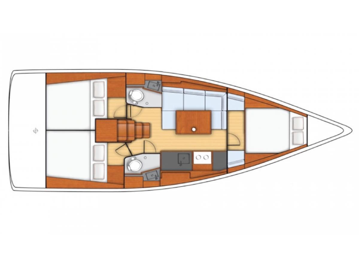 Rzut jachtu Oceanis 38 RUSALKA