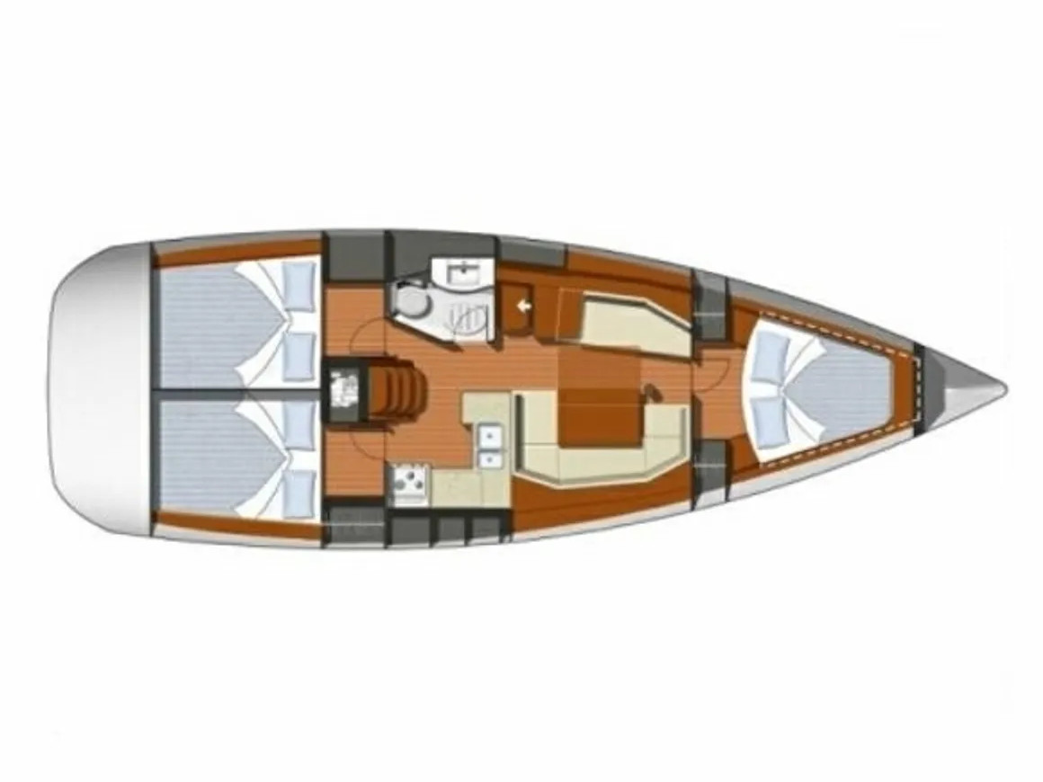 Rzut jachtu Sun Odyssey 37 Pink Pearl