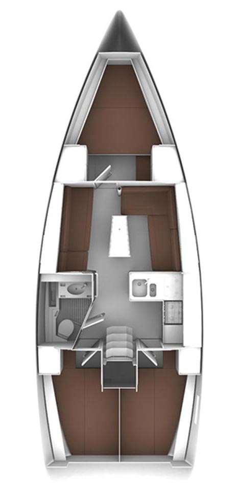 Rzut jachtu Bavaria Cruiser 37 Bella Luna