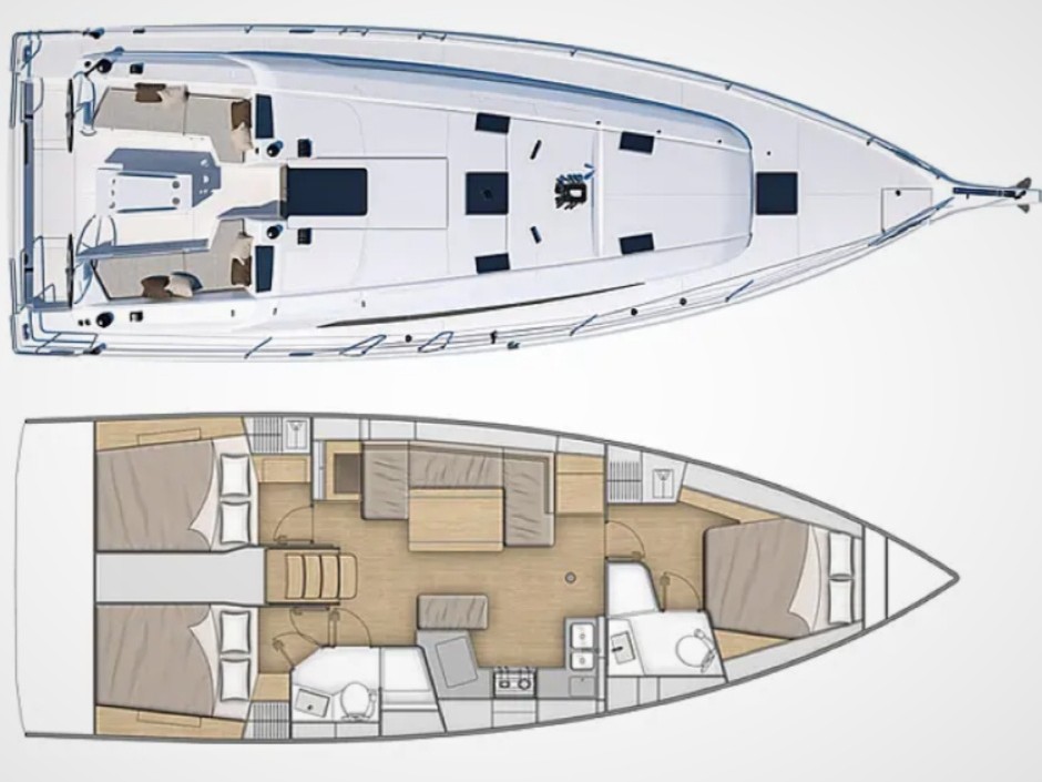 Rzut jachtu Oceanis 40.1 Avra