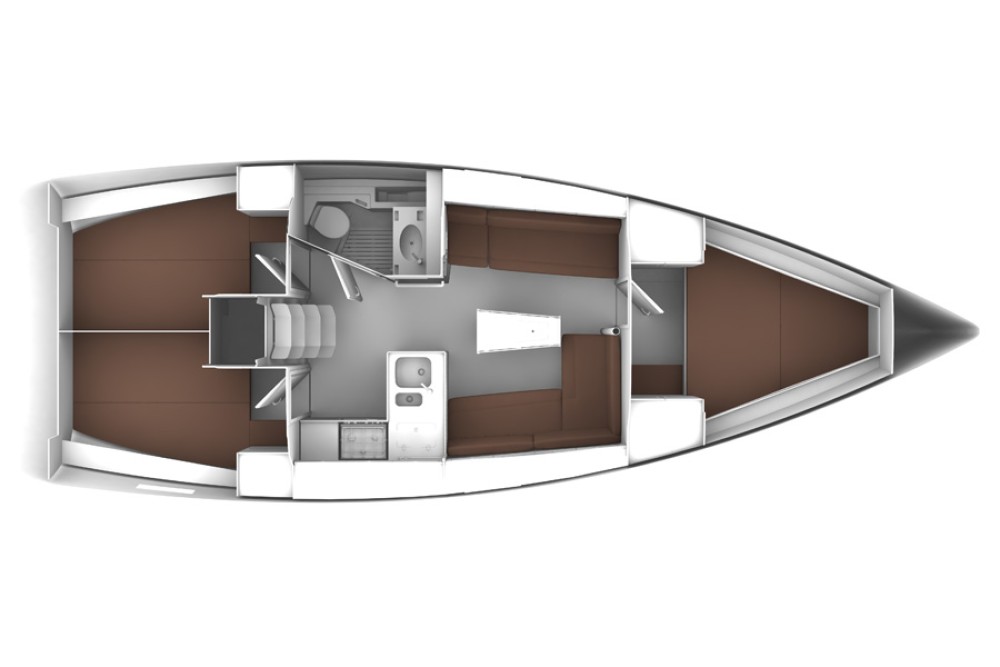 Rzut jachtu Bavaria Cruiser 37 Francesca