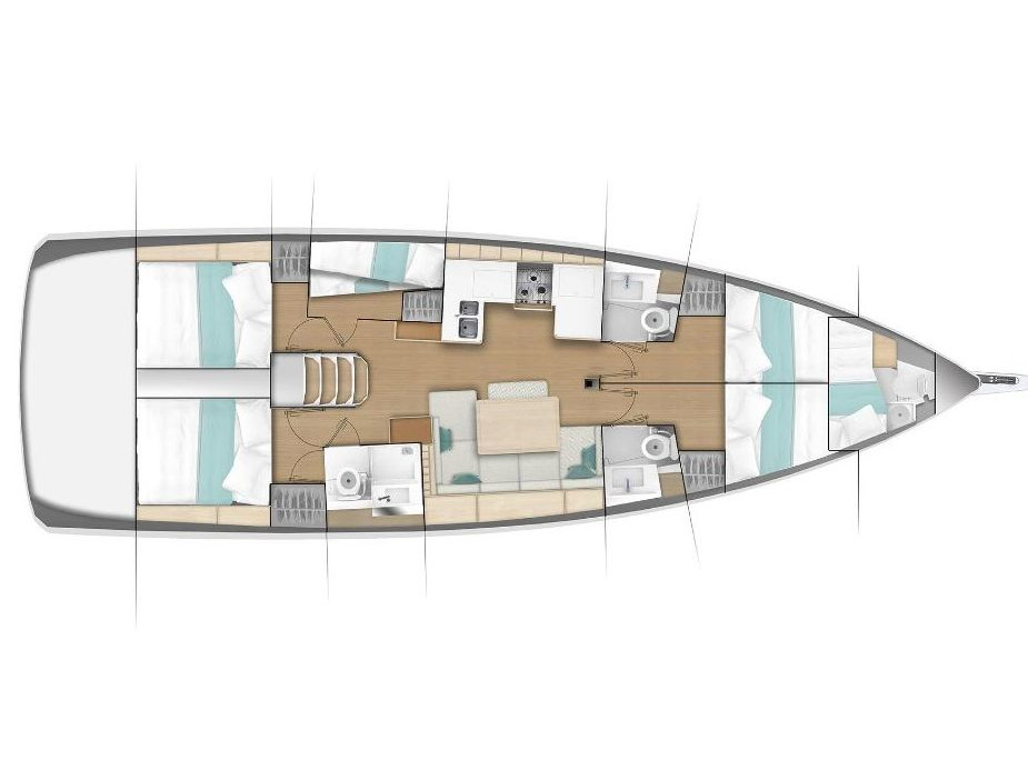Rzut jachtu Sun Odyssey 490 Izzy