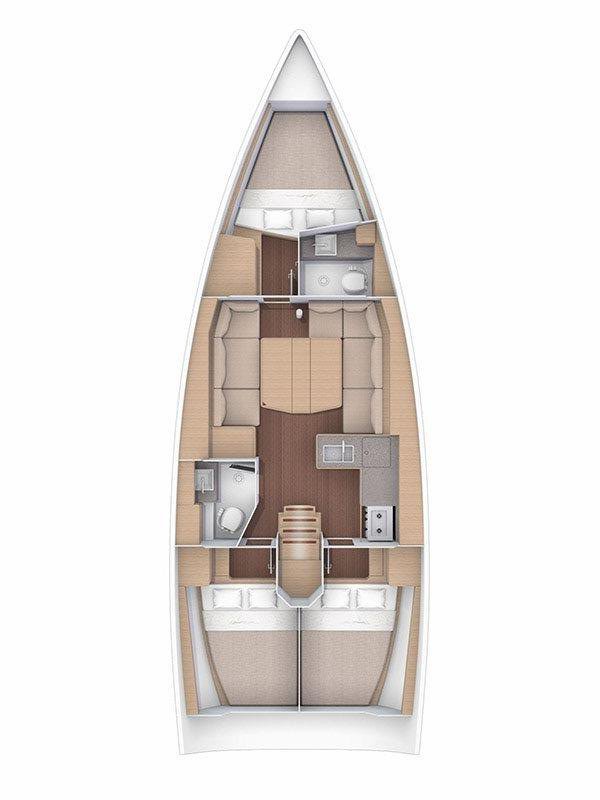 Rzut jachtu Dufour 390 GL Barone