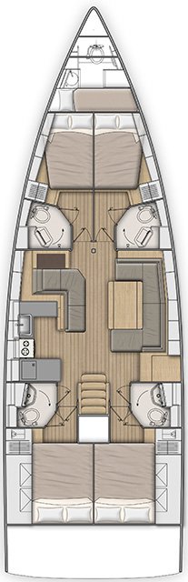 Rzut jachtu Oceanis 51.1 Living in sea
