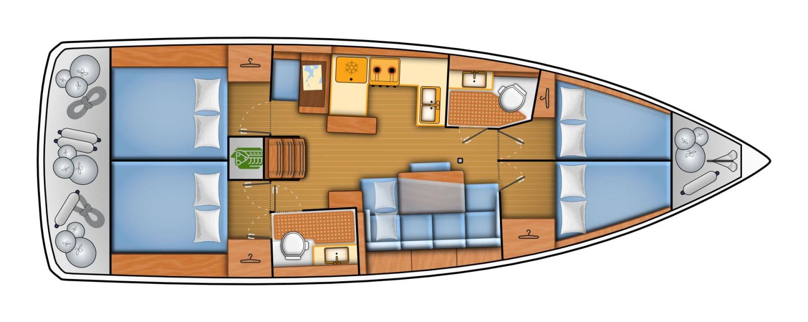 Rzut jachtu Sun Odyssey 440 Abigail