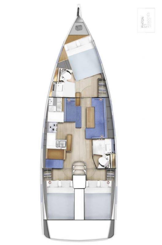 Rzut jachtu Sun Odyssey 410 Marianna