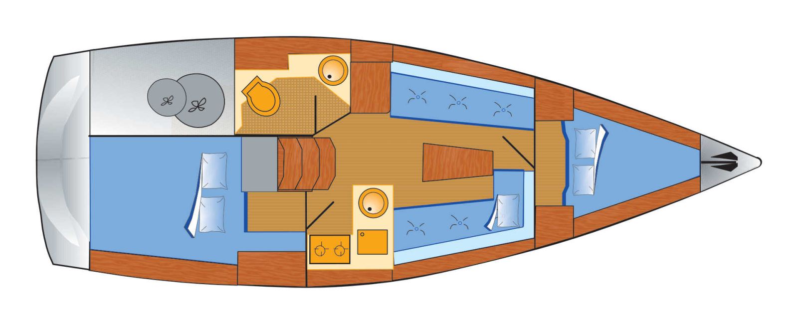 Rzut jachtu Bavaria Cruiser 33 Ramona