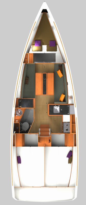 Rzut jachtu Sun Odyssey 349 Siberia