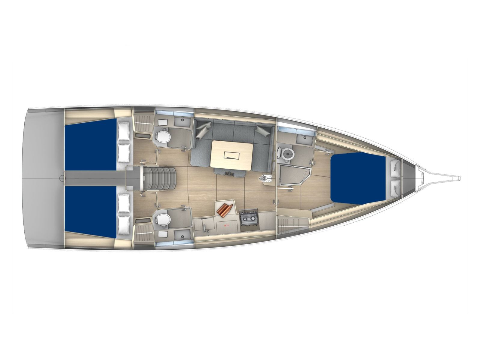 Rzut jachtu Dufour 41 Sunsail 41.3 Premium Plus