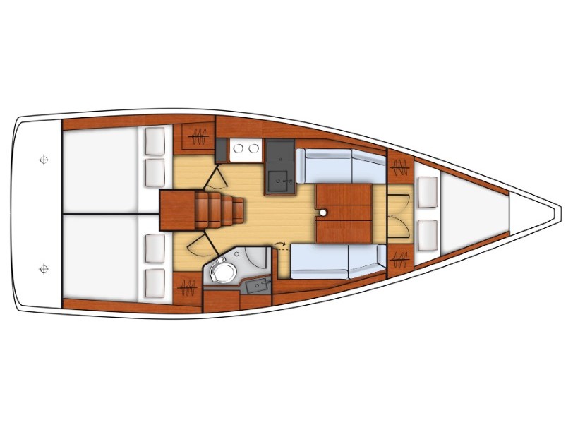 Rzut jachtu Oceanis 35.1 Levante - Standard line