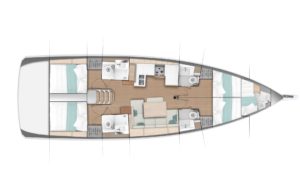 Rzut jachtu Sun Odyssey 490 Lara